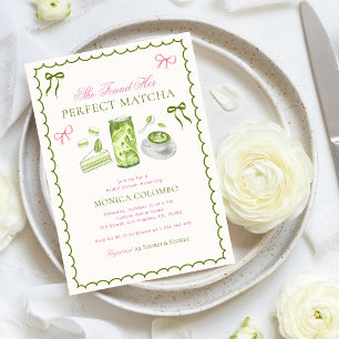 She Found Her Perfect Matcha Bow Bridal Shower Invitation