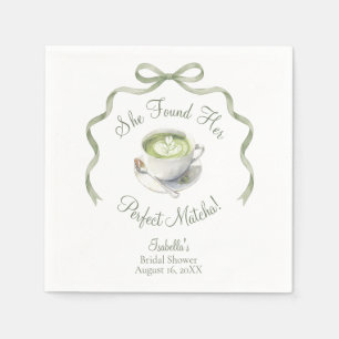 She Found Her Perfect Matcha Bow Bridal Shower Napkin