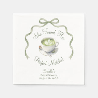 She Found Her Perfect Matcha Bow Bridal Shower Napkin