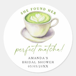 She found her perfect matcha Bridal shower Classic Round Sticker