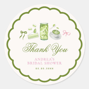 She Found Her Perfect Matcha Bridal Shower Favor Classic Round Sticker