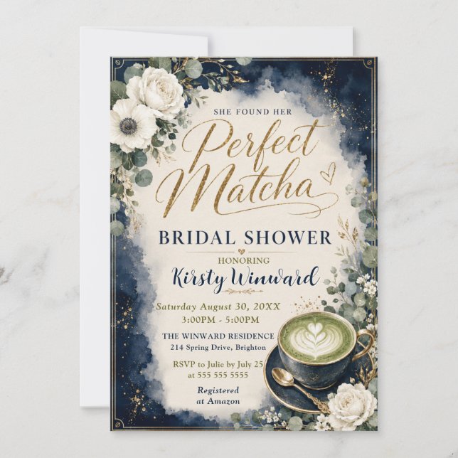 She Found Her Perfect Matcha Bridal Shower Invitation (Front)