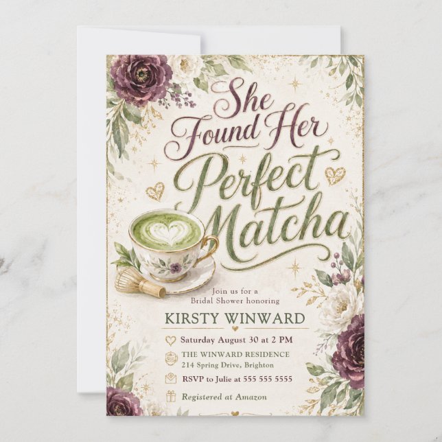 She Found Her Perfect Matcha Bridal Shower Invitation (Front)