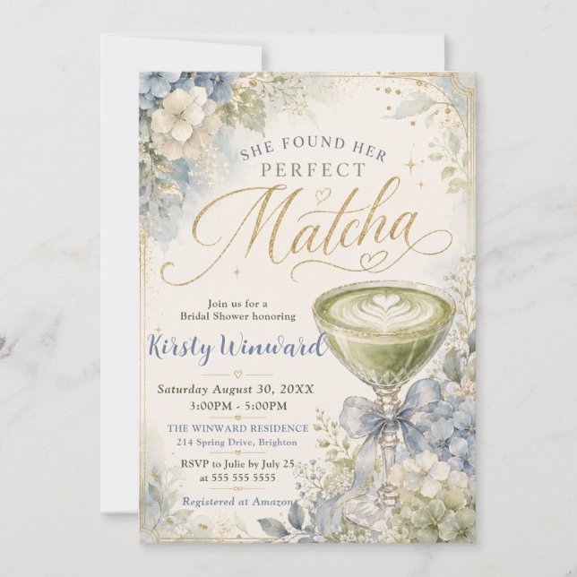 She Found Her Perfect Matcha Bridal Shower Invitation (Front)