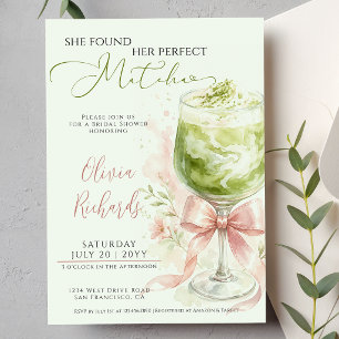 She Found Her Perfect Matcha Bridal Shower Invitation