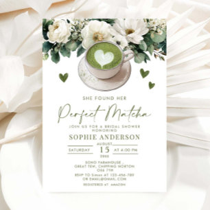 She Found Her Perfect Matcha Bridal Shower Invitation