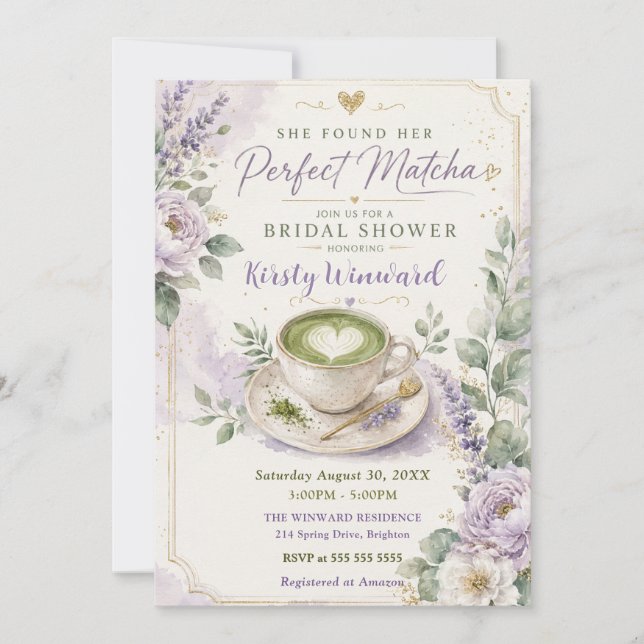She Found Her Perfect Matcha Bridal Shower Invitation (Front)