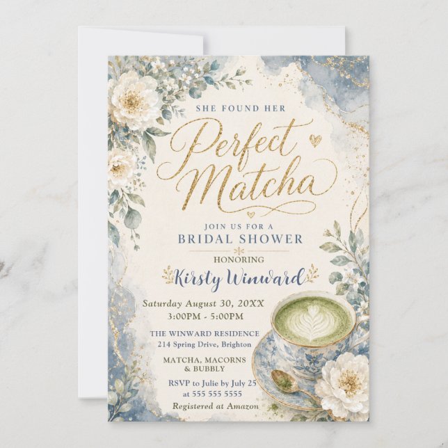 She Found Her Perfect Matcha Bridal Shower Invitation (Front)