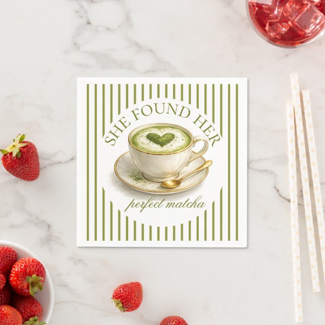 She Found Her Perfect Matcha Bridal Shower  Napkin (Insitu)