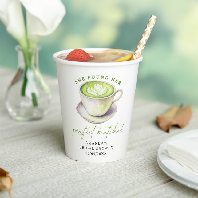 She found her perfect matcha Bridal shower Paper Cups (Insitu)