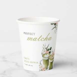 She Found Her Perfect Matcha Bridal Shower Paper Cups