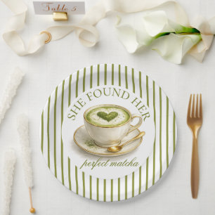 She Found Her Perfect Matcha Bridal Shower  Paper Plate