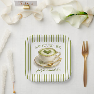 She Found Her Perfect Matcha Bridal Shower  Paper Plate