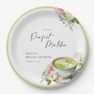 She Found Her Perfect Matcha Bridal Shower Paper Plate