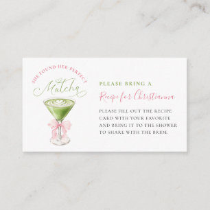 She Found Her Perfect Matcha Bridal Shower Recipe Enclosure Card