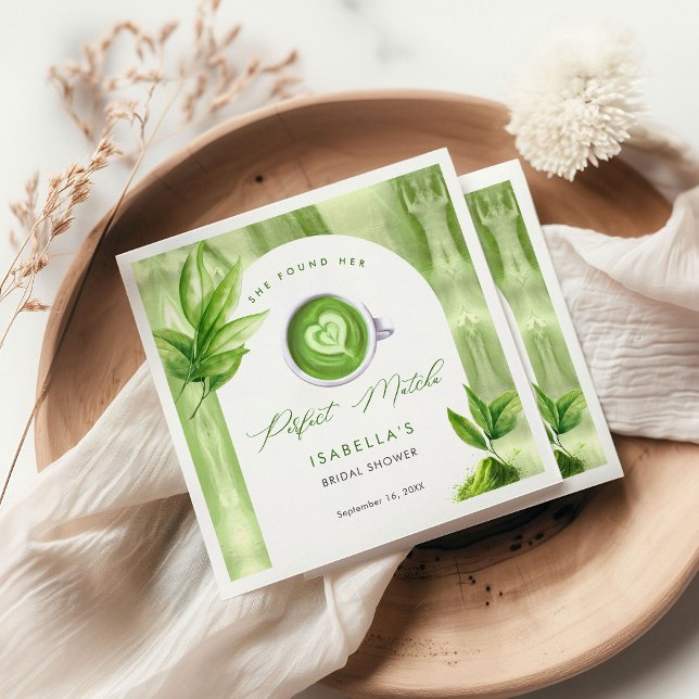 She Found Her Perfect Matcha Elegant Bridal Shower Napkin (Creator Uploaded)