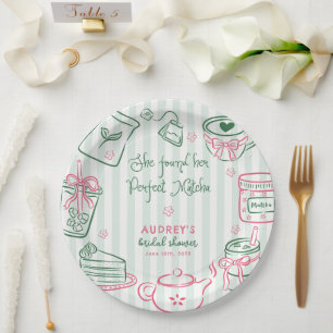 She Found Her Perfect Matcha Green Bridal Shower N Paper Plate