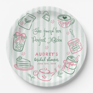 She Found Her Perfect Matcha Green Bridal Shower Paper Plate
