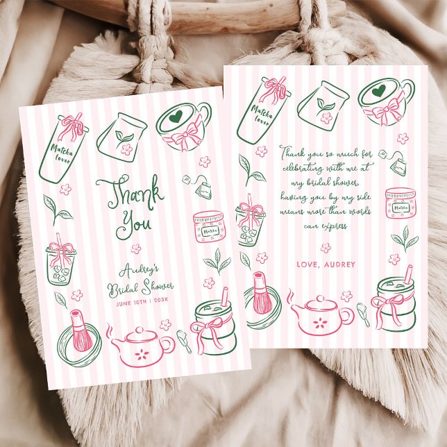 She Found Her Perfect Matcha Green  Bridal Shower Thank You Card (Creator Uploaded)