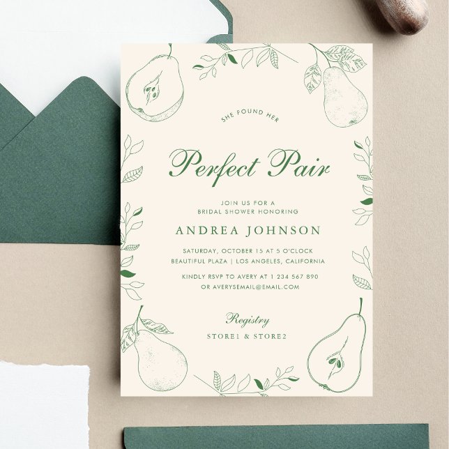 She Found Her Perfect Pair Pear Bridal Shower Invitation (Creator Uploaded)