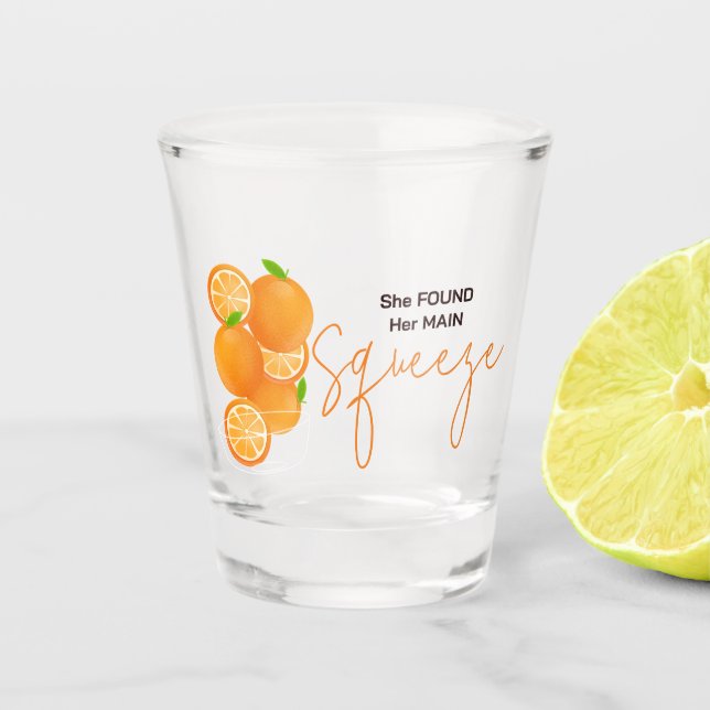 She Found Her Squeeze Bridal Shower Shot Glass (Front)