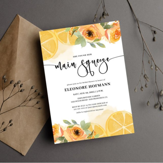 She found Main Squeeze Bridal Shower Invitation (Creator Uploaded)