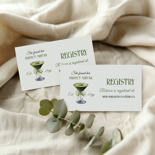 She Found Perfect Matcha Bridal Shower Registry Enclosure Card (Creator Uploaded)