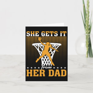 She Gets It From Her Dad Basketball Girl Basketbal Card
