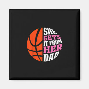 She Gets It From Her Dad Sketll Girls Women's Daug Magnet