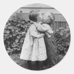 She gets the penny, He gets the kiss Classic Round Sticker