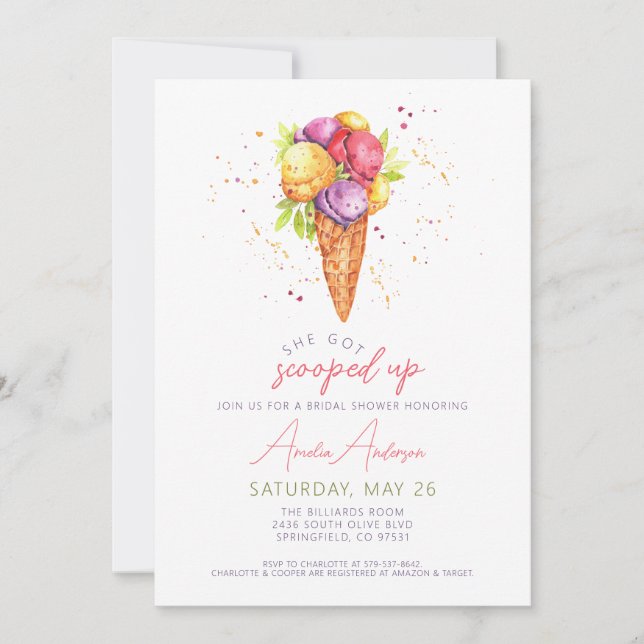 She Got Scooped Up Bridal Shower Invitation (Front)