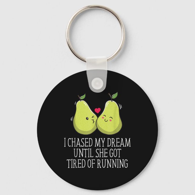 She Got Tired Running Wedding Proposal Groom Engag Key Ring (Front)