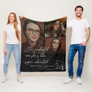 She Graduated Super Educated Photo Graduation Fleece Blanket