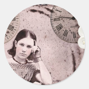 She Has All The Time Classic Round Sticker