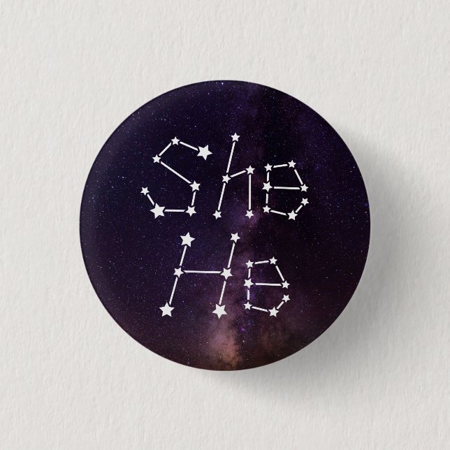 She/He Galaxy Starry Night Sky Constellation 3 Cm Round Badge (Front)