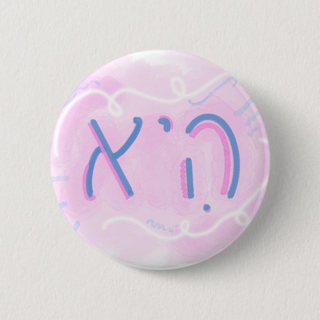 "She" Hebrew Pronoun Trans Colours 6 Cm Round Badge (Front)