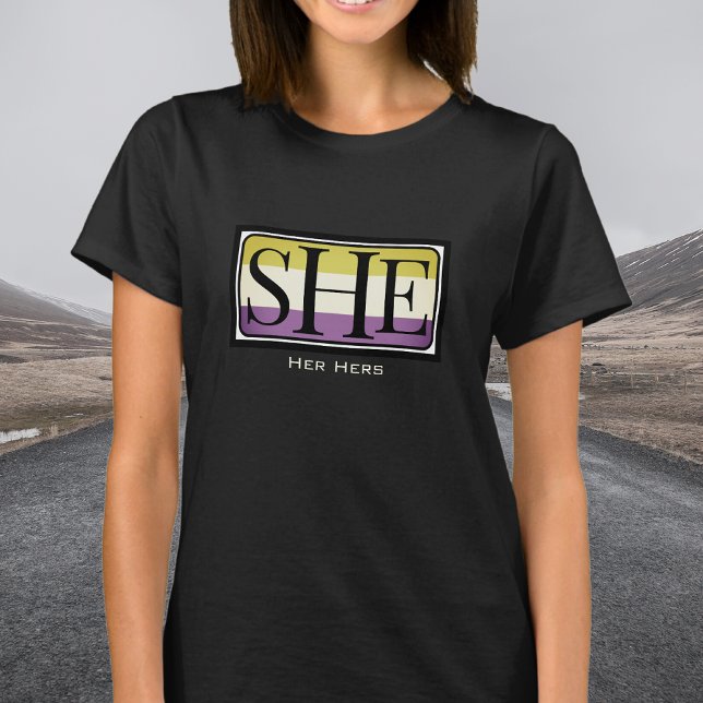 She her hers pronoun non-binary gender outfit  T-Shirt (Creator Uploaded)
