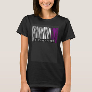 She Her Hers Pronouns Asexual Pride Flag Barcode A T-Shirt