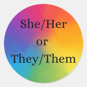 She/her or they/them pronoun sticker
