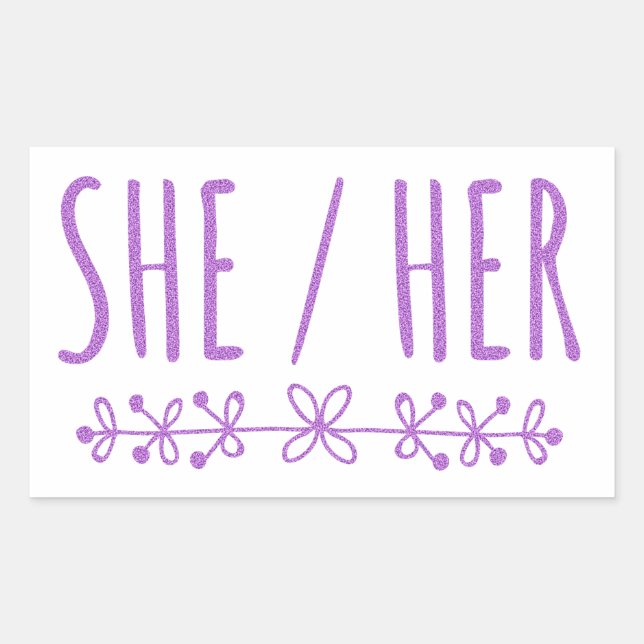 She Her pretty flowery lavender design Rectangular Sticker (Front)