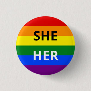 She/Her Pronoun Rainbow Badge