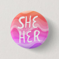 SHE/HER Pronouns Colourful Handletter Orange Pink