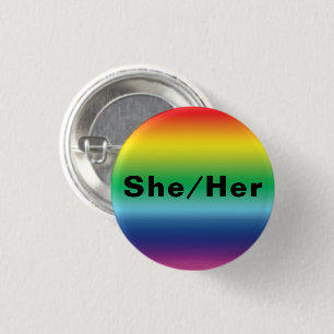 She, Her, Pronouns Lgbtq Lgbt Pride Rainbow Colour 3 Cm Round Badge
