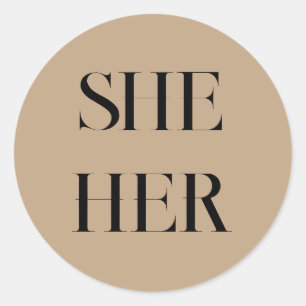 She Her Pronouns Minimalist Vintage Stickers