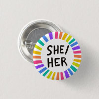 SHE/HER Pronouns Rainbow Bright Circle Rings