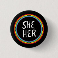 SHE/HER Pronouns Rainbow Handlettered Minimal