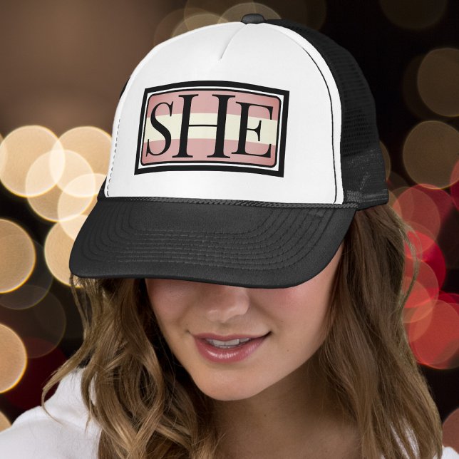 She her pronouns trans gender Trucker Hat (Creator Uploaded)