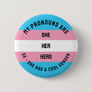 She/Her Pronouns – Transgender Flag  6 Cm Round Badge