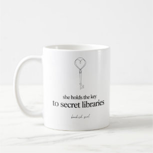 She Holds The Key To Secret Libraries Vintage Key Coffee Mug