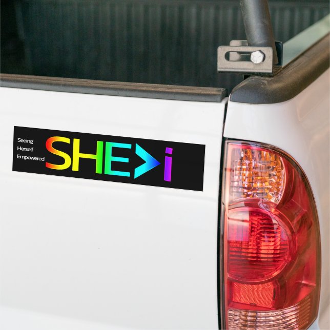SHE>i Seeing Herself Empowered Bumper Sticker (On Truck)